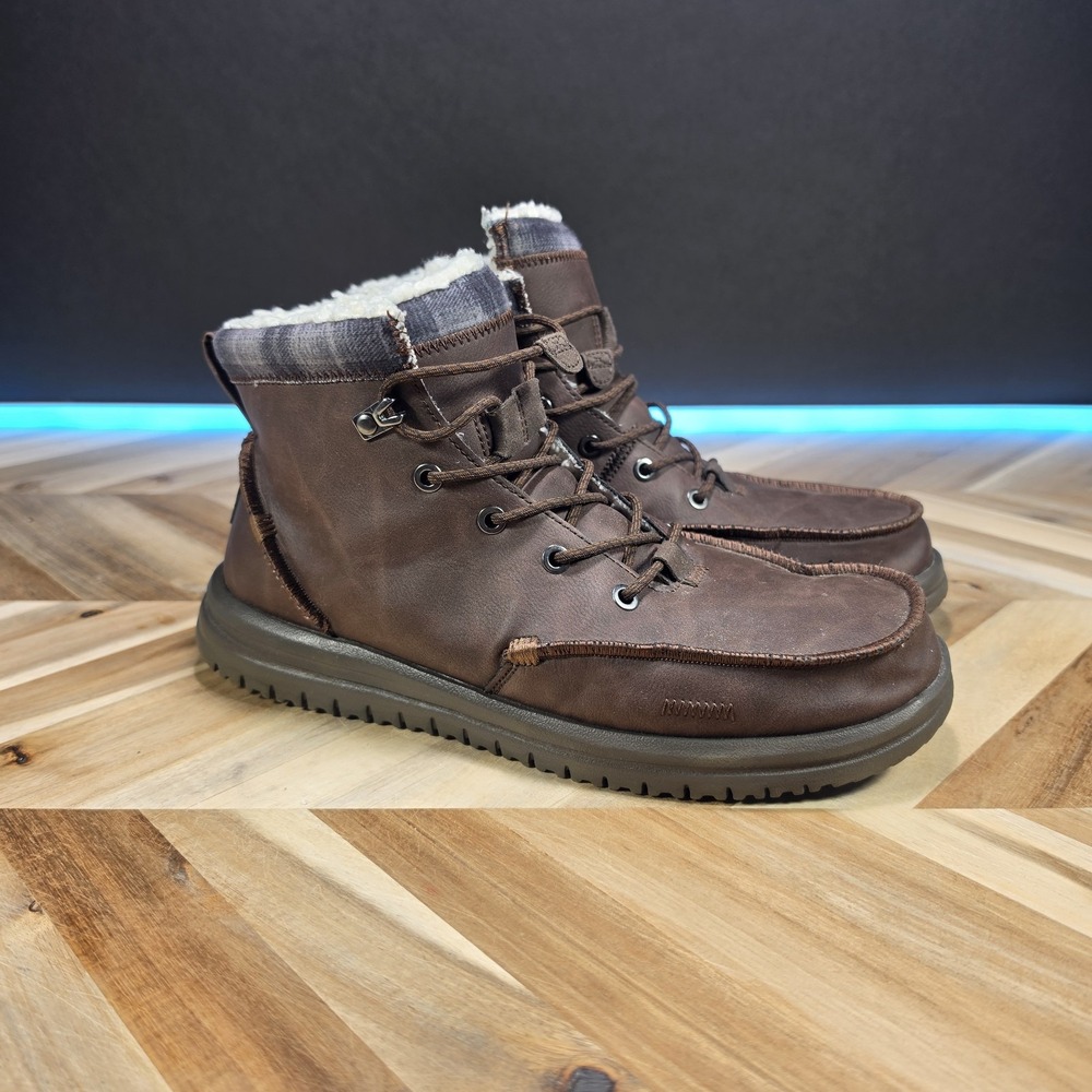 HEYDUDE Bradley Classic Cozy Men's 9 Brown Shearling Lined Casual Boots Comfort